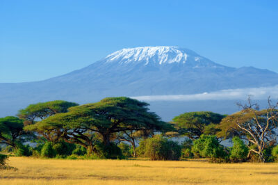 Snow on top of Mount Kilimanjaro in Amboseli