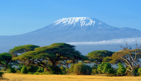 Snow on top of Mount Kilimanjaro in Amboseli